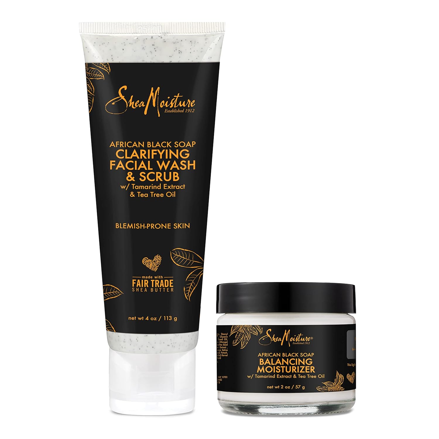 SheaMoisture African Black Soap Scrub And Lotion Blemish Prone Skin Cleanser And Scrub and Lotion Duo Clarifying, 2 Count - Image 1